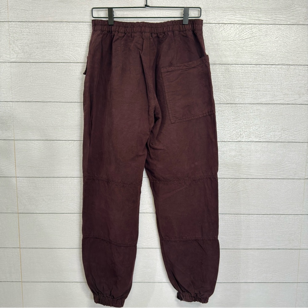 All Saints Burgundy Linen Lyocell Joggers Sz 8 Relaxed Soft Trousers Minimal - Picture 8 of 12